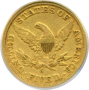 image for: 1857-S $5 PCGS VF25