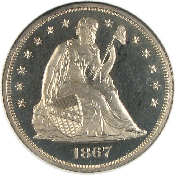 image for: 1867 $1  NGC Proof 64 Cameo