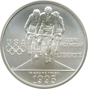 image for: 1995-D $1 Olympic Cycling PCGS MS70