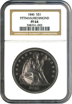 image for: 1846 $1 NGC Proof 64 ex: Pittman/Richmond