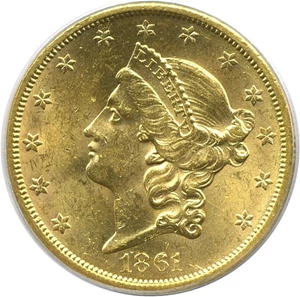 image for: 1861-S $20 PCGS MS61