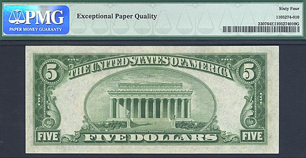 image for: Fr.2307 1934A $5 North Africa PMG Choice CU64 EPQ  [K63454964A]