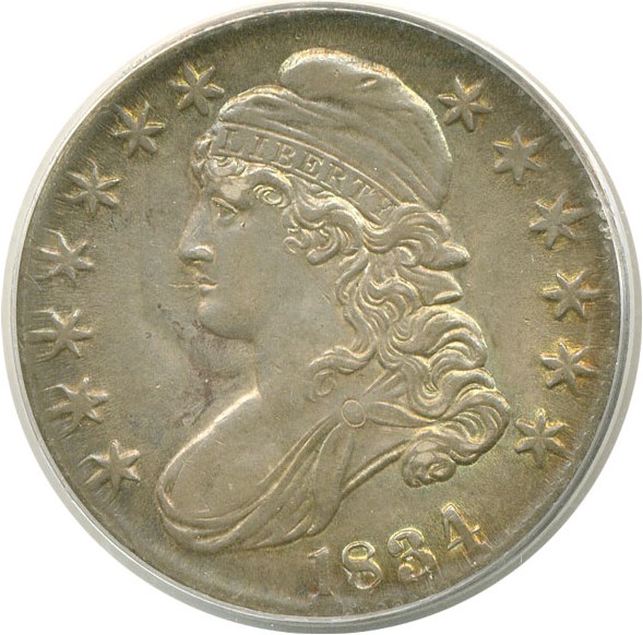 image for: 1834 50c Large Date Lg Let PCGS AU58