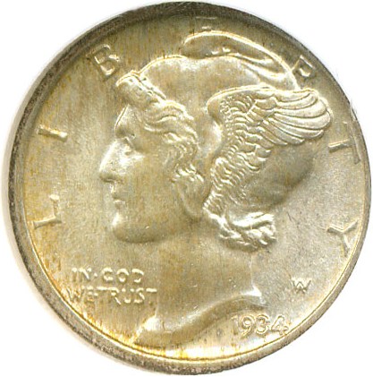 image for: 1934 10c  NGC MS65 FB