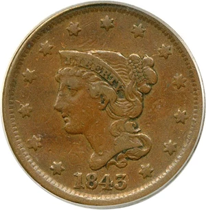image for: 1843 1c Petite-Small Letters PCGS VF20