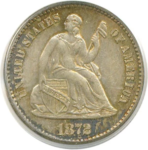 image for: 1872-S H10c Mintmark Above PCGS MS64