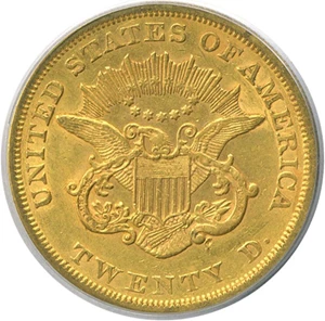 image for: 1857 $20 PCGS AU50