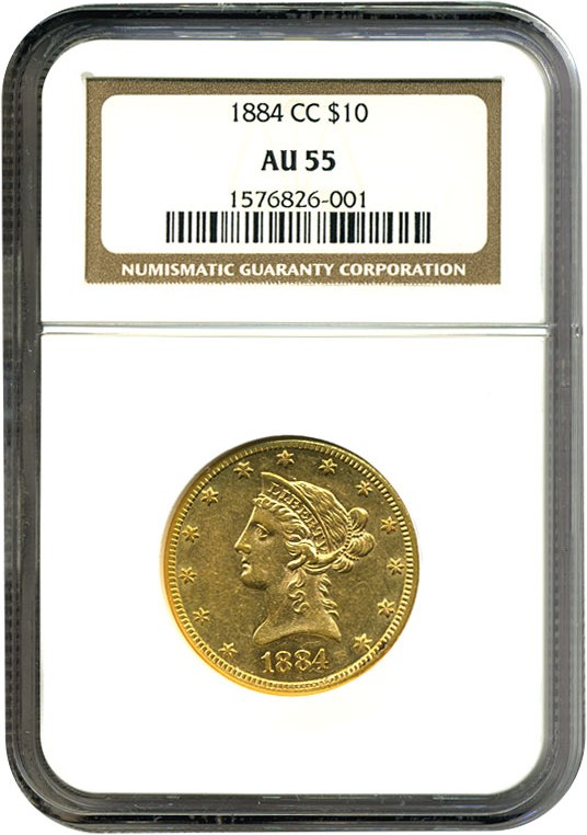 image for: 1884-CC $10  NGC AU55 