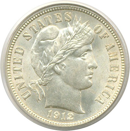 image for: 1912 10c  PCGS MS65