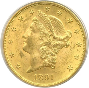 image for: 1891-S $20 PCGS MS62
