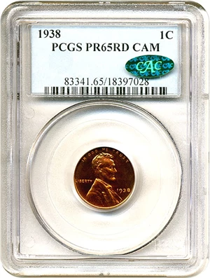 image for: 1938 1c PCGS/CAC Proof 65 RD Cameo