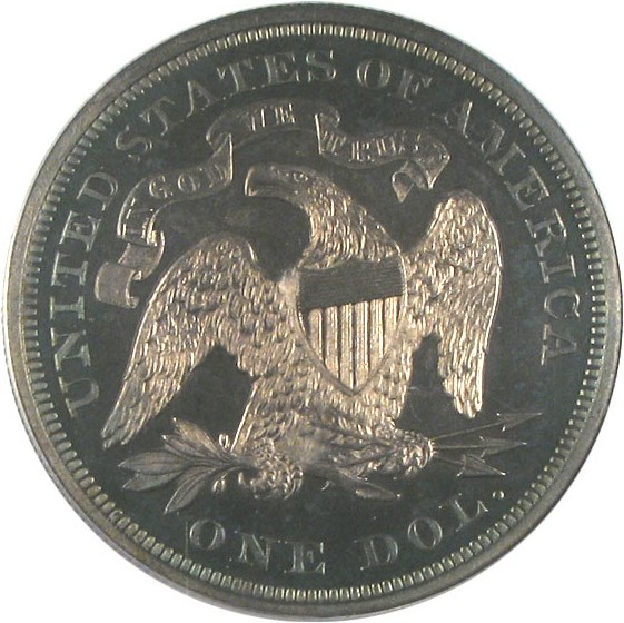 image for: 1867 $1  PCGS Proof 65 Cameo * Color *