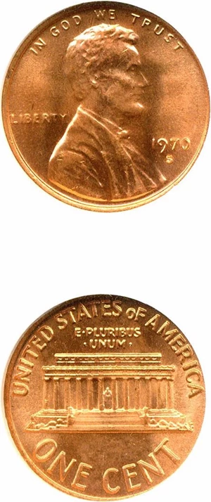 image for: 1970-S 1c Small Date NGC MS67 RD