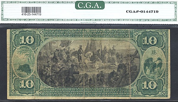 image for: Fr.416 1875 $10 1st Charter Period CGA VF25 #1873 Indiana [2338]
