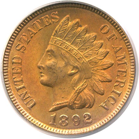 image for: 1892 1c  PCGS MS64 RD