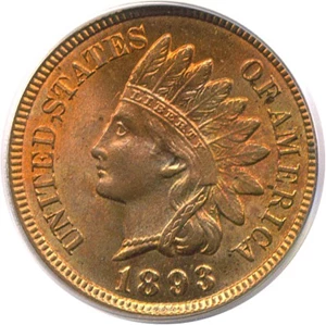 image for: 1893 1c PCGS MS65 RD