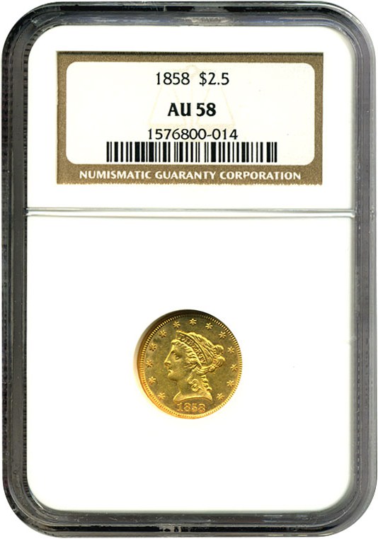 image for: 1858 $2 1/2  NGC AU58 
