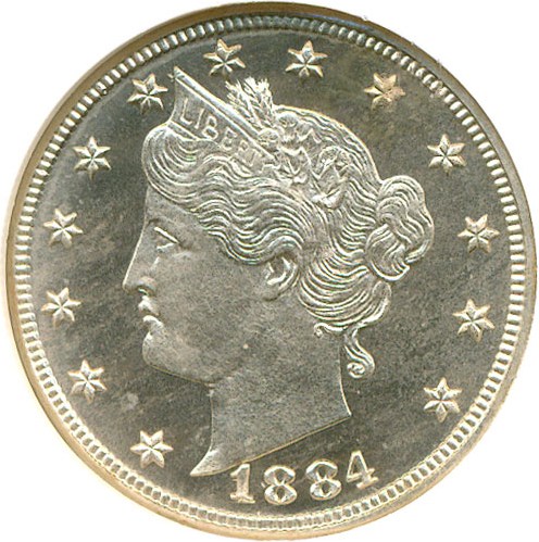 image for: 1884 5c  NGC Proof 66 Cameo