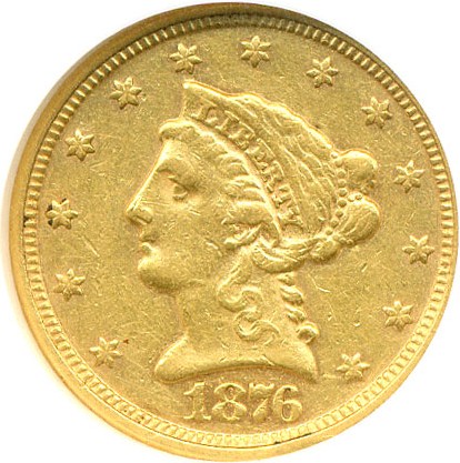 image for: 1876 $2 1/2  NGC AU53 