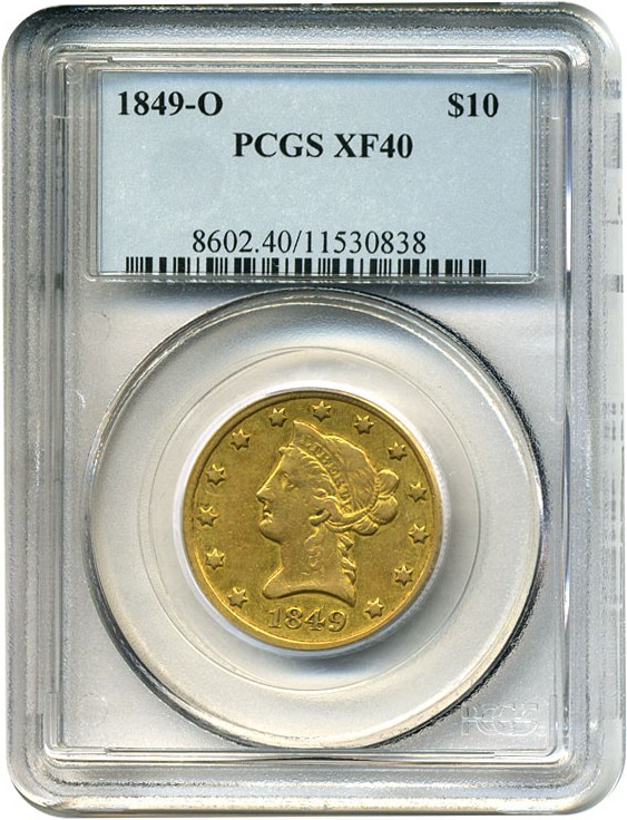 image for: 1849-O $10  PCGS XF40 