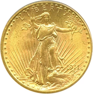 image for: 1911-S $20 PCGS MS64