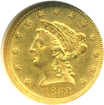 image for: 1852 $2 1/2  NGC MS61 