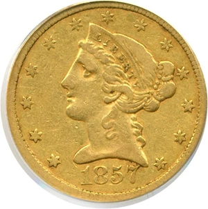 image for: 1857-S $5 PCGS VF25