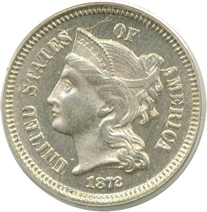 image for: 1872 3cN  PCGS Proof 65