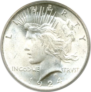 image for: 1924 $1 PCGS MS65