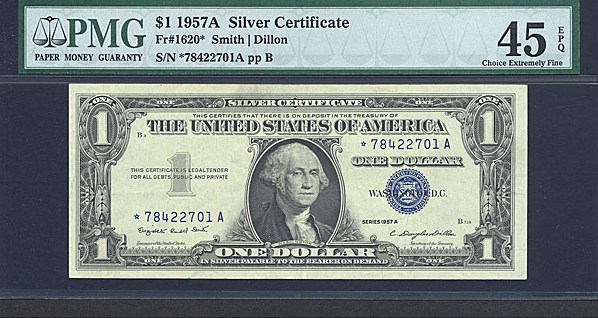 image for: Fr.1620 1957A $1  PMG XF45 EPQ  [78422701A] *Star* 