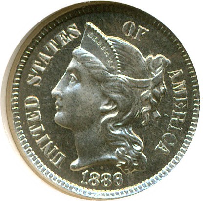 image for: 1886 3cN  NGC/CAC Proof 66 Cameo