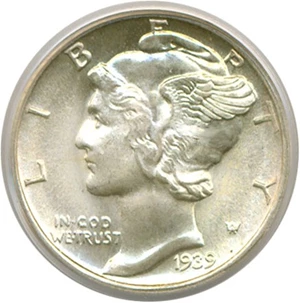 image for: 1939-D 10c PCGS MS67 FB