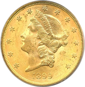 image for: 1899 $20 PCGS MS63
