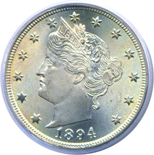 image for: 1894 5c PCGS/CAC MS66