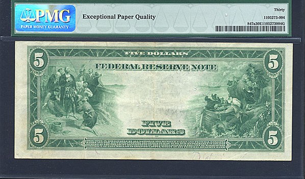 image for: Fr.847a 1914 $5 Blue Seal PMG VF30 EPQ  [A76524470A]