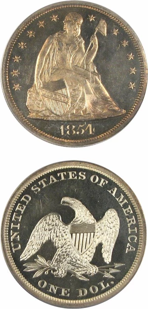 image for: 1854 $1 PCGS Proof 65 Cameo