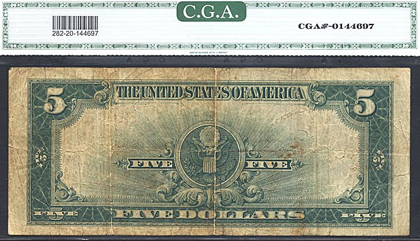 image for: Fr.282 1923 $5 Porthole CGA VF20  [A3277903B]