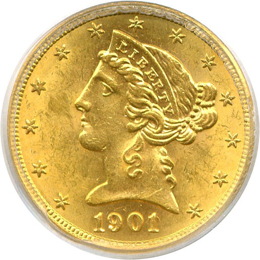 image for: 1901/0-S $5  PCGS MS62 