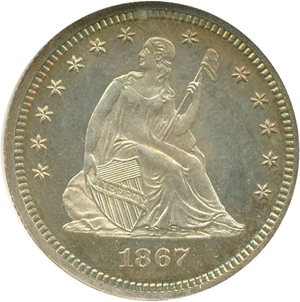 image for: 1867 25c NGC Proof 65 Cameo
