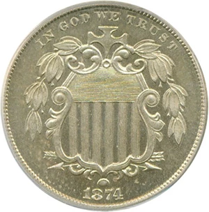 image for: 1874 5c PCGS Proof 65