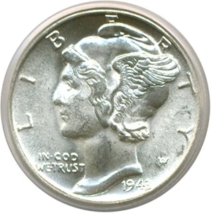 image for: 1943 10c PCGS MS65