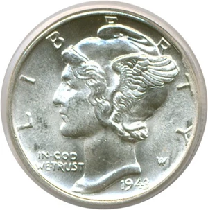 image for: 1943 10c PCGS MS65