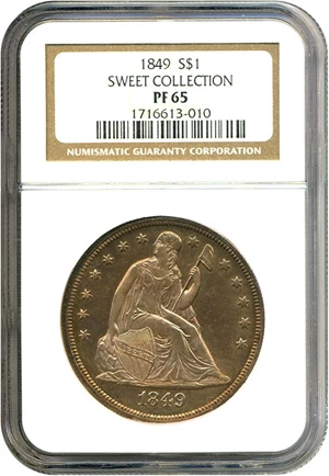 image for: 1849 $1 NGC Proof 65 ex: Eliasberg/Sweet Collections