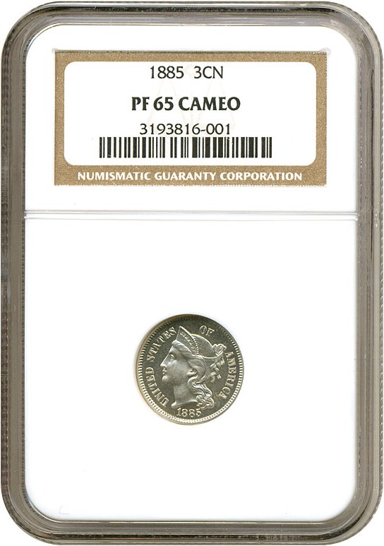 image for: 1885 3cN  NGC Proof 65 Cameo