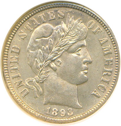 image for: 1893-O 10c  NGC MS65