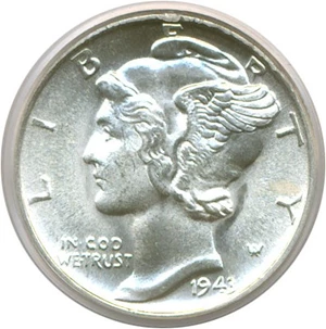 image for: 1943 10c PCGS MS65