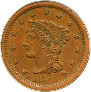 image for: 1854 1c PCGS AU53 BN