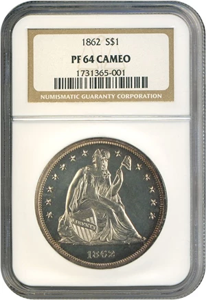 image for: 1862 $1 NGC Proof 64 Cameo