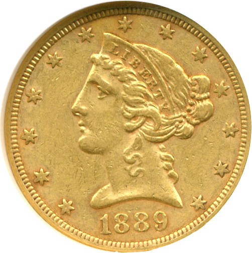 image for: 1889 $5  NGC AU55 