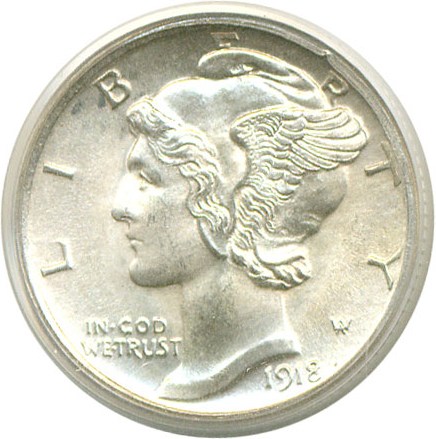 image for: 1918 10c  PCGS MS64 FB